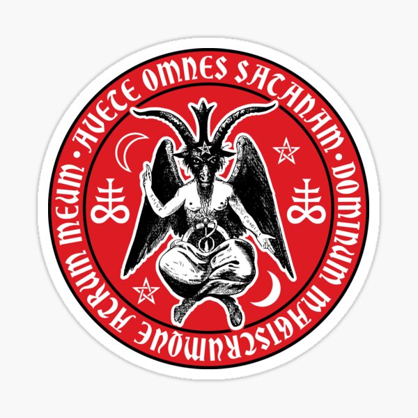 Baphomet & Satanic Crosses with Hail Satan Inscription Sticker