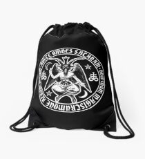 Mochila saco Baphomet y cruces satánicas con la inscripción de Hail Satan