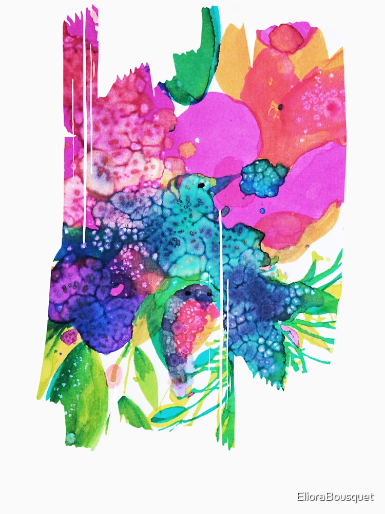 Aperçu 3 sur 3. T-shirt moulant col V avec l'œuvre Eclosion 152 créée et vendue par ElioraBousquet.