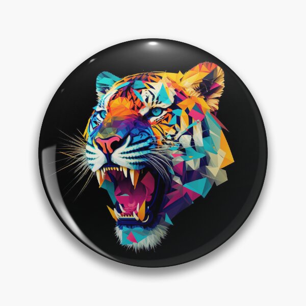 Item preview, Roaring Polygon Tiger | colorful Animal Art designed and sold by Trippinink-.