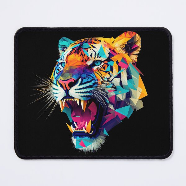 Item preview, Roaring Polygon Tiger | colorful Animal Art designed and sold by Trippinink-.