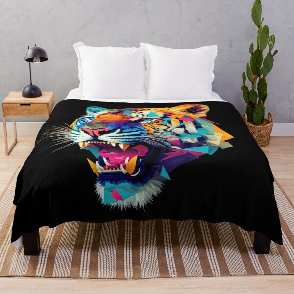 Item preview, Roaring Polygon Tiger | colorful Animal Art designed and sold by Trippinink-.