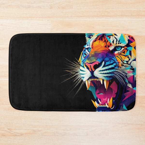 Item preview, Roaring Polygon Tiger | colorful Animal Art designed and sold by Trippinink-.