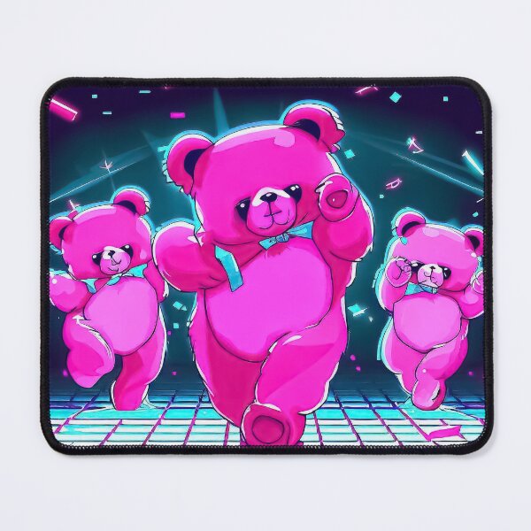 Item preview, Vaporwave Funny neon pink bears dancing in synthwave club designed and sold by TomFrontierArt.
