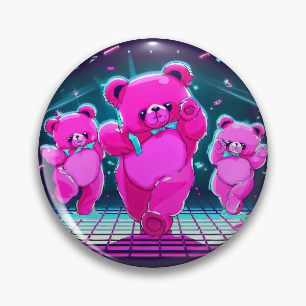 Item preview, Vaporwave Funny neon pink bears dancing in synthwave club designed and sold by TomFrontierArt.