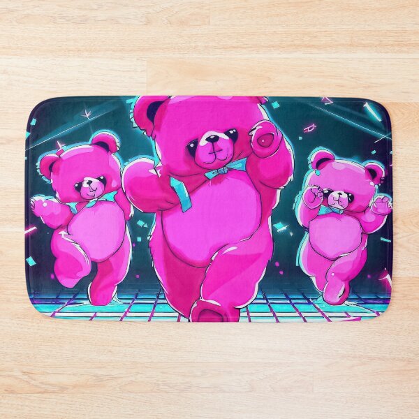 Item preview, Vaporwave Funny neon pink bears dancing in synthwave club designed and sold by TomFrontierArt.