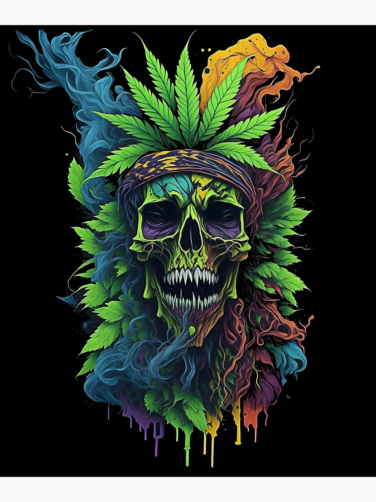 Reggae Cannabis Skull Vintage Art