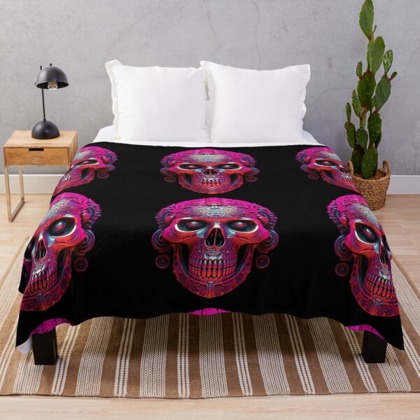 Item preview, Colorful Pink Creepy Ornate Goth Skull designed and sold by TheMerch-er.