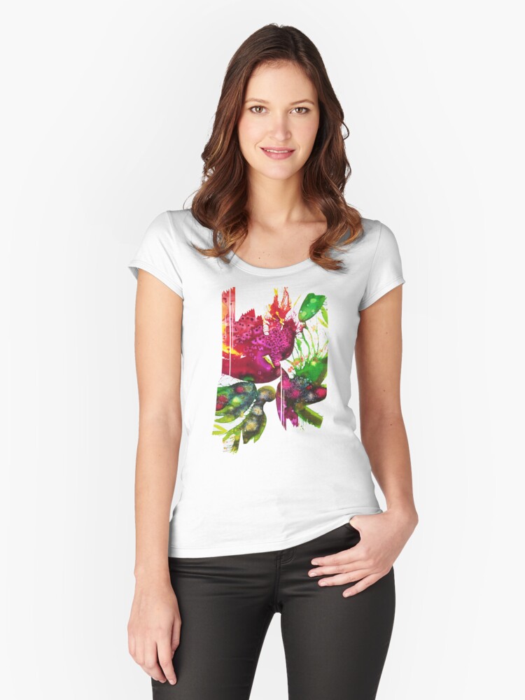 Aperçu 1 sur 3. T-shirt échancré avec l'œuvre Eclosion 158 créée et vendue par ElioraBousquet.