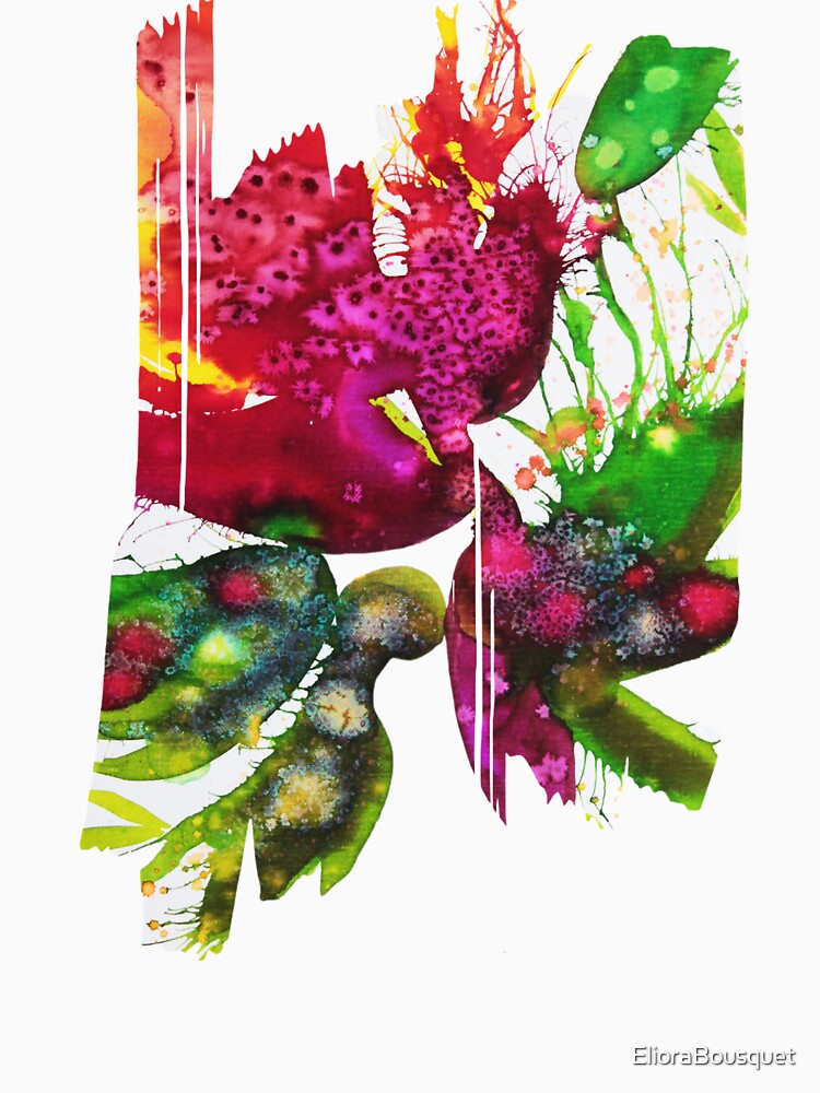 Aperçu 3 sur 3. T-shirt moulant col V avec l'œuvre Eclosion 158 créée et vendue par ElioraBousquet.