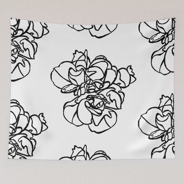 Item preview, Cottage Core, Line Art Hibiscus Flower designed and sold by badlydrawnbabe.