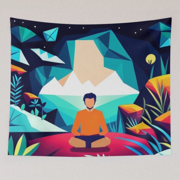 Item preview, Ice cave Cubism - mindfulness enthusiast. (AI generated art).  designed and sold by TheMindfulExpat.