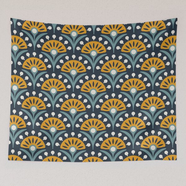 Item preview, KF 0053 D - Retro Vintage Flower Minimalist 70s Modern Geometric Floral Pattern designed and sold by KhakiFinch.