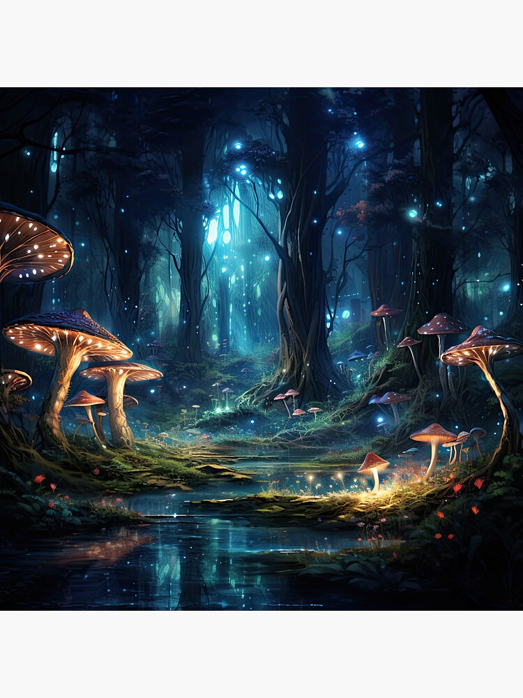Thumbnail 3 of 3, Sticker, Enchanted Forest - Digital Art designed and sold by Garret Bohl.