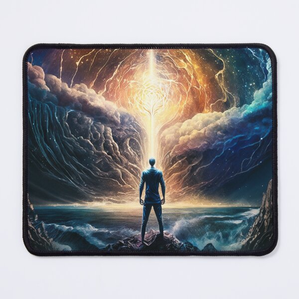 Item preview, Journey to the Astral Realm: Person Standing on a Majestic Mountain designed and sold by Visual Foundry.