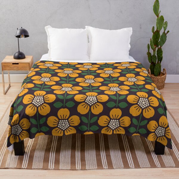 Item preview, KF 0054 D - Retro Vintage Buttercup Flower Minimalist 70s Modern Geometric Floral Pattern designed and sold by KhakiFinch.