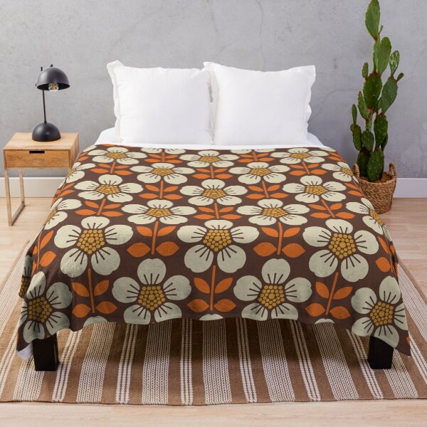 Item preview, KF 0054 F - Retro Vintage Buttercup Flower Minimalist 70s Modern Geometric Floral Pattern designed and sold by KhakiFinch.