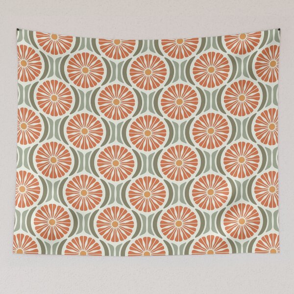 Item preview, KF 0055 C - Retro Vintage Daisy Flower Minimalist 70s Modern Geometric Floral Pattern designed and sold by KhakiFinch.