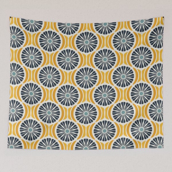 Item preview, KF 0055 D - Retro Vintage Daisy Flower Minimalist 70s Modern Geometric Floral Pattern designed and sold by KhakiFinch.