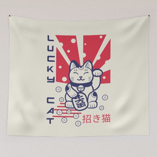 Item preview, Maneki Neko Lucky Cat Poster Vintage Retro Propaganda designed and sold by StudioNola.