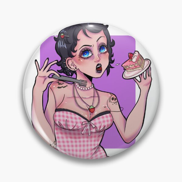 Item preview, Goth girl caught eating strawberry cake  designed and sold by iggybeldraws.