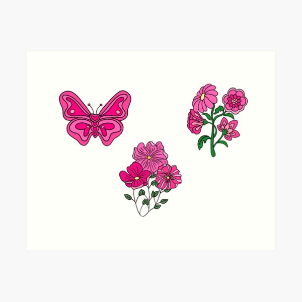 Item preview, Pink Sticker Pack - Pink flowers and butterfly designed and sold by anahehe.