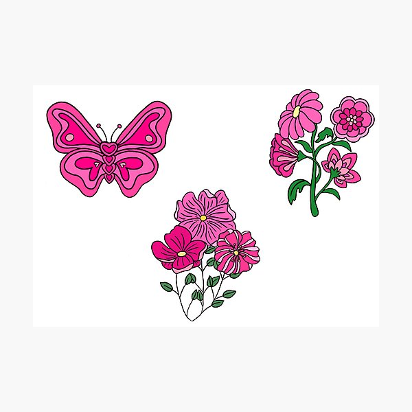 Item preview, Pink Sticker Pack - Pink flowers and butterfly designed and sold by anahehe.