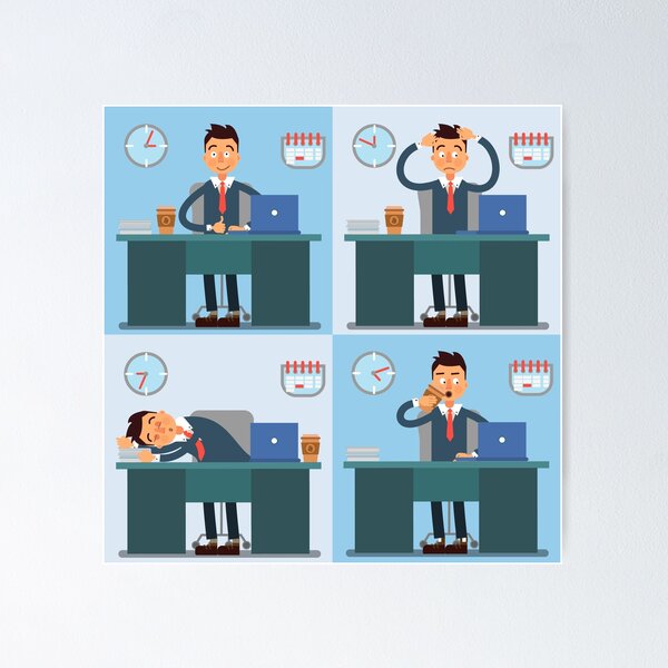 Item preview, Businessman Working Day. Businessman at Work. Office Life.  designed and sold by ivector.