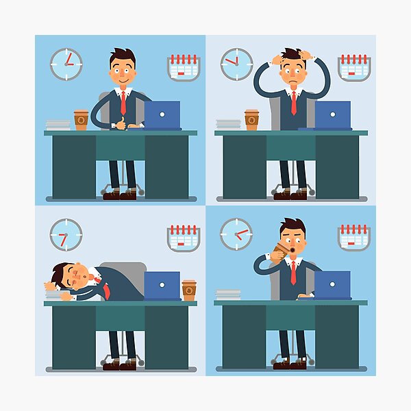 Item preview, Businessman Working Day. Businessman at Work. Office Life.  designed and sold by ivector.