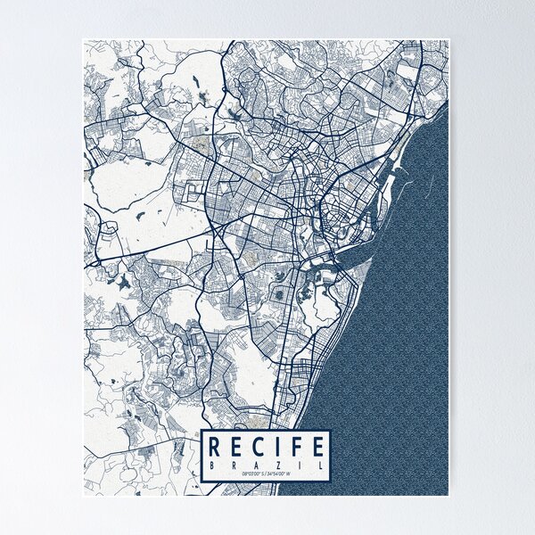 Item preview, Recife City Map of Brazil - Coastal designed and sold by deMAP.