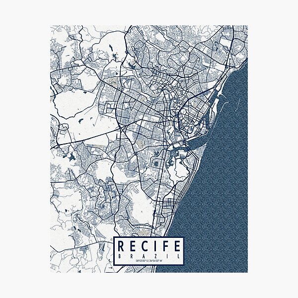 Item preview, Recife City Map of Brazil - Coastal designed and sold by deMAP.