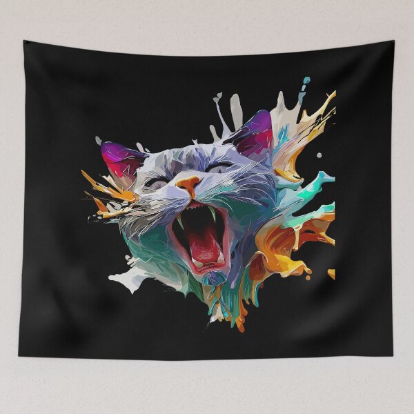 Item preview, Cat Face Colorful Illustration designed and sold by The Funscape Store.