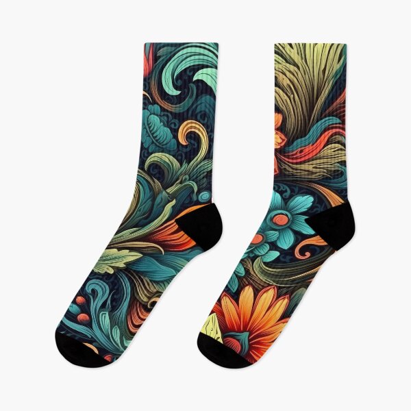 Item preview, Floral decor, bright tones on a black background designed and sold by the99thstudio.