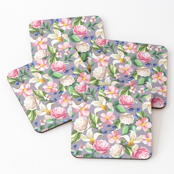 Item preview, Floral pattern with colorful flowers on purple designed and sold by Naddya.