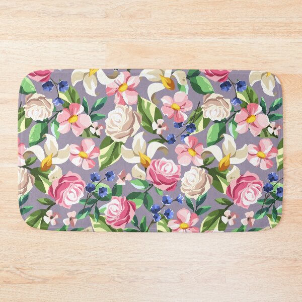 Item preview, Floral pattern with colorful flowers on purple designed and sold by Naddya.