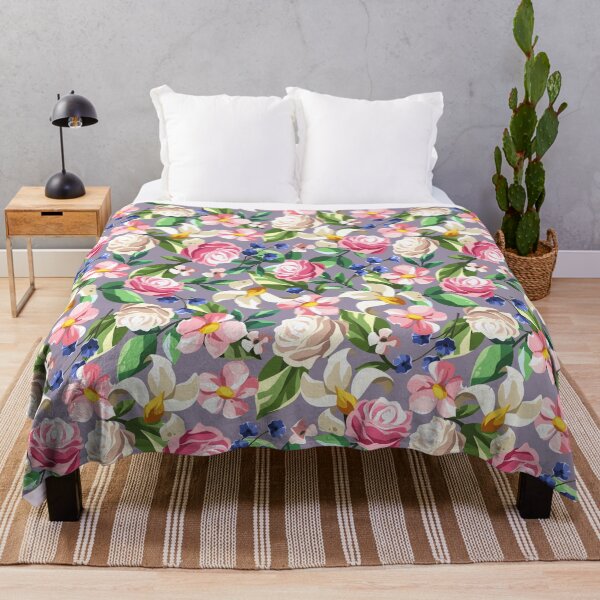 Item preview, Floral pattern with colorful flowers on purple designed and sold by Naddya.
