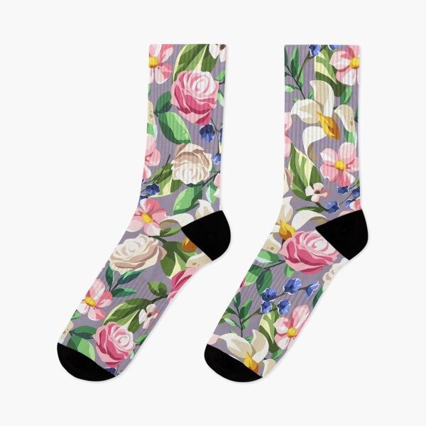 Item preview, Floral pattern with colorful flowers on purple designed and sold by Naddya.