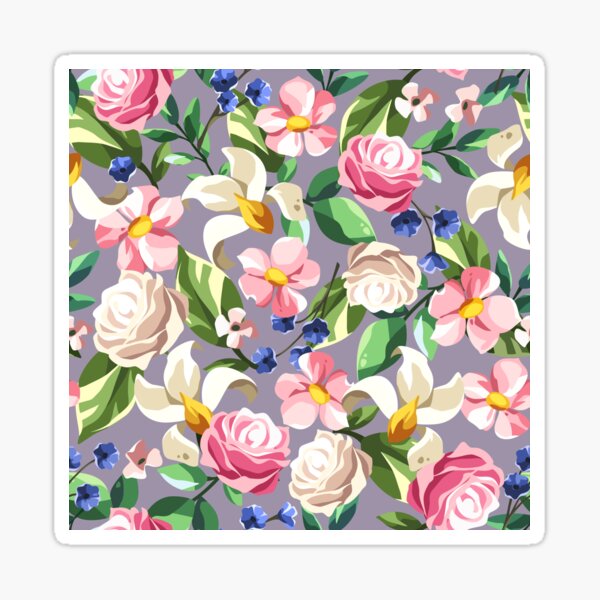 Item preview, Floral pattern with colorful flowers on purple designed and sold by Naddya.