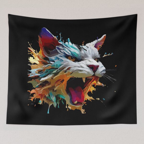 Item preview, Cat Face Colorful Illustration designed and sold by The Funscape Store.
