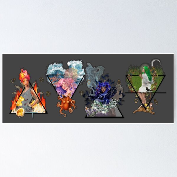 Item preview, Earth, Air, Fire, Water, The Elements Watercolor designed and sold by CarteBlancheArt.