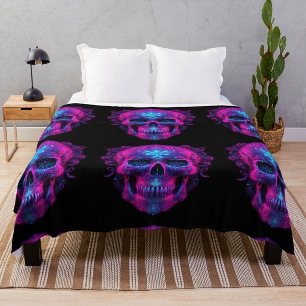 Item preview, Colorful Pink & Blue Ornate Goth Skull designed and sold by TheMerch-er.