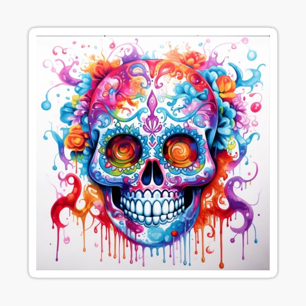Item preview, Abstract Water Color Painting of a Sugar Skull designed and sold by dandljason.