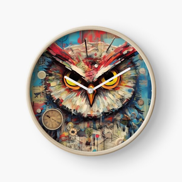 Item preview, Colorful Art: Owl Timepiece designed and sold by GiveMeMood.