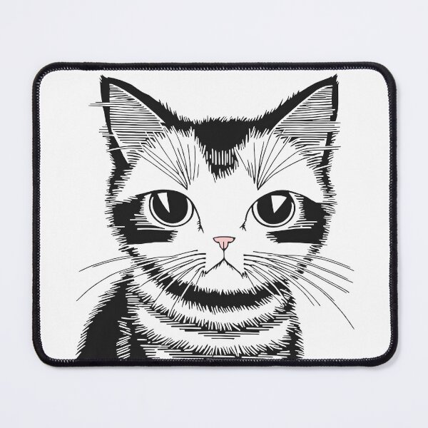 Item preview, Grumpy Funny Black & White Illustration of a Cat, Kitten Sticker, t-shirt design designed and sold by mashalince.