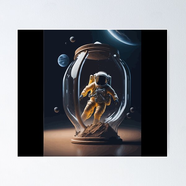 Item preview, Astronaut inside glass container in space designed and sold by HuskyTopia.