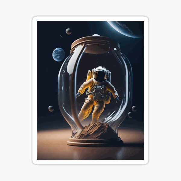 Item preview, Astronaut inside glass container in space designed and sold by HuskyTopia.