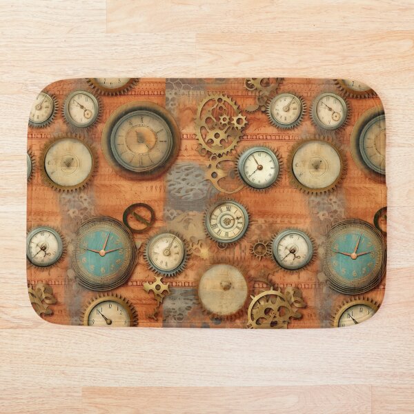 Aperçu de l'œuvre Steampunk Gears and Watches with Light Map-Like Background créée et vendue par TheMerch-er.