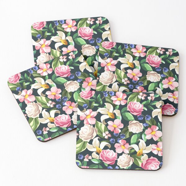 Item preview, Floral pattern with colorful flowers on black designed and sold by Naddya.