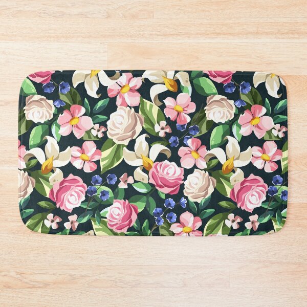 Item preview, Floral pattern with colorful flowers on black designed and sold by Naddya.