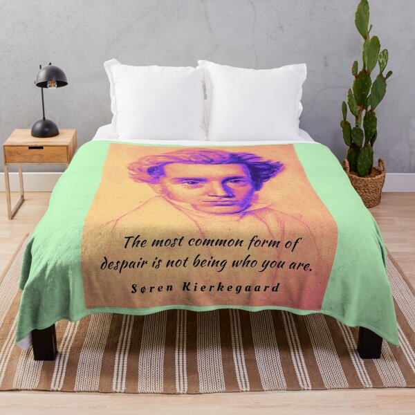 Item preview, Søren Kierkegaard portrait and quote: The most common form of despair is not being who you are. designed and sold by artbleed.